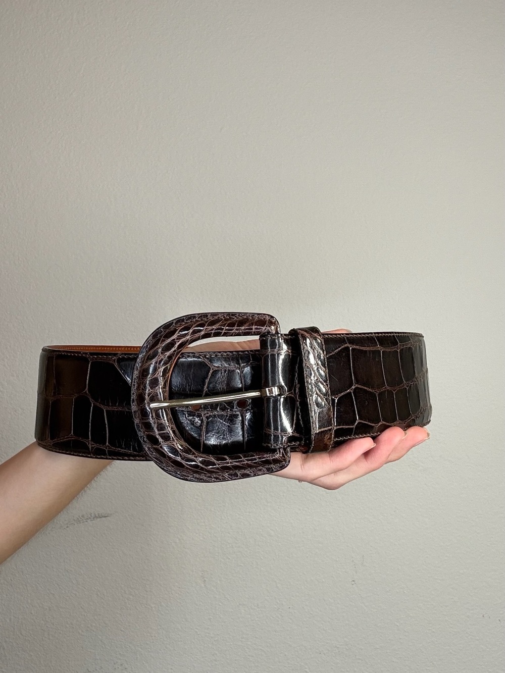 Ralph Lauren Brown Alligator Leather Belt